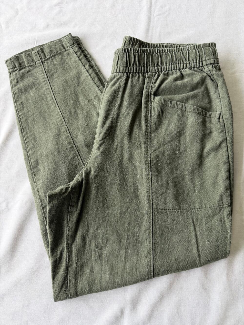 Old Navy Olive Green Linen Blend Pants S Granola Earthy Gorpcore Minimalist